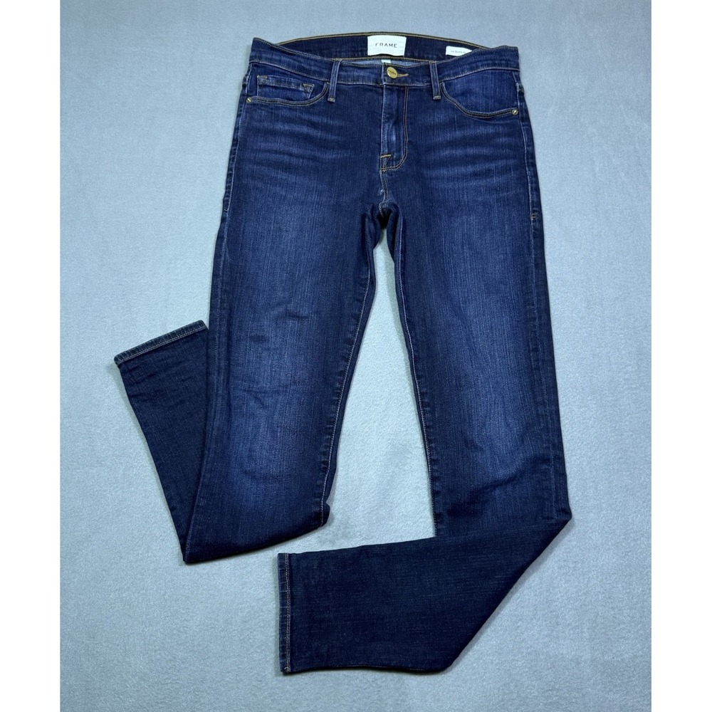 Frame Jeans Womens 27 (28x30) Le Skinny De Jeanne Midrise Stretch USA Indigo - Picture 1 of 8